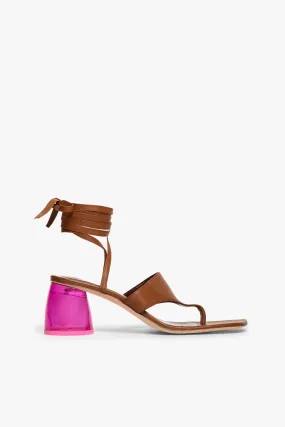 ADORA LACE UP HEEL | TAN BOUGAINVILLEA