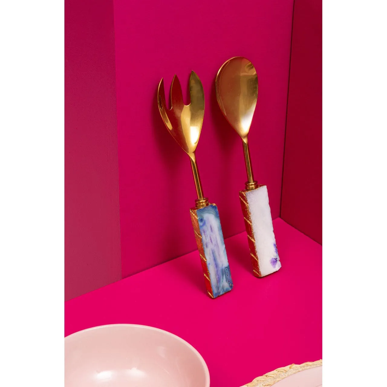 Agata Blue Warm Metallic Serving Set