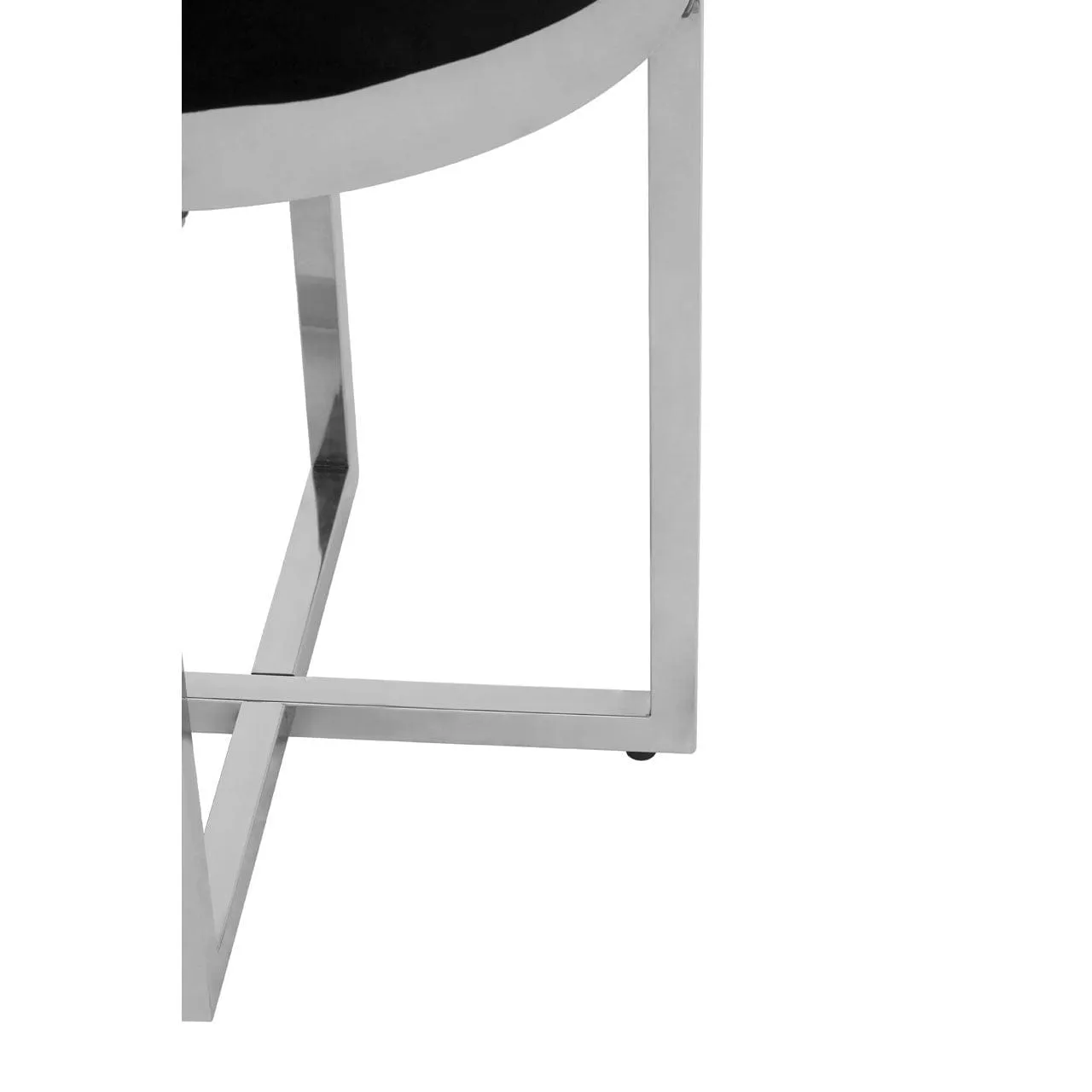 Allez Black Velvet / Silver Finish Round Stool