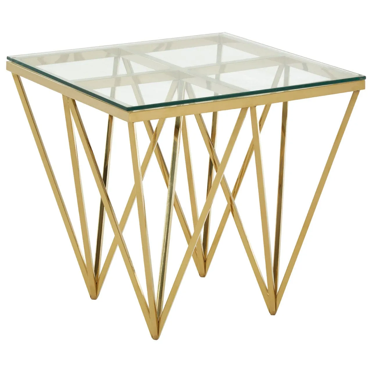 Allure Gold Finish Spike Legs End Table