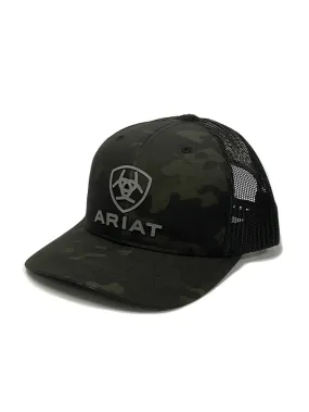 Ariat A300017101 R112 Snap Back Rubber Logo Cap Black Camo