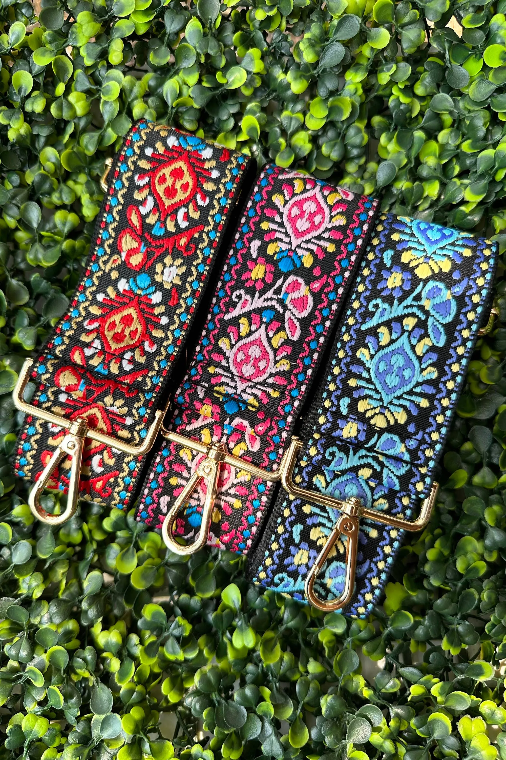 Boho Pattern Adjustable Guitar Strap: Blue