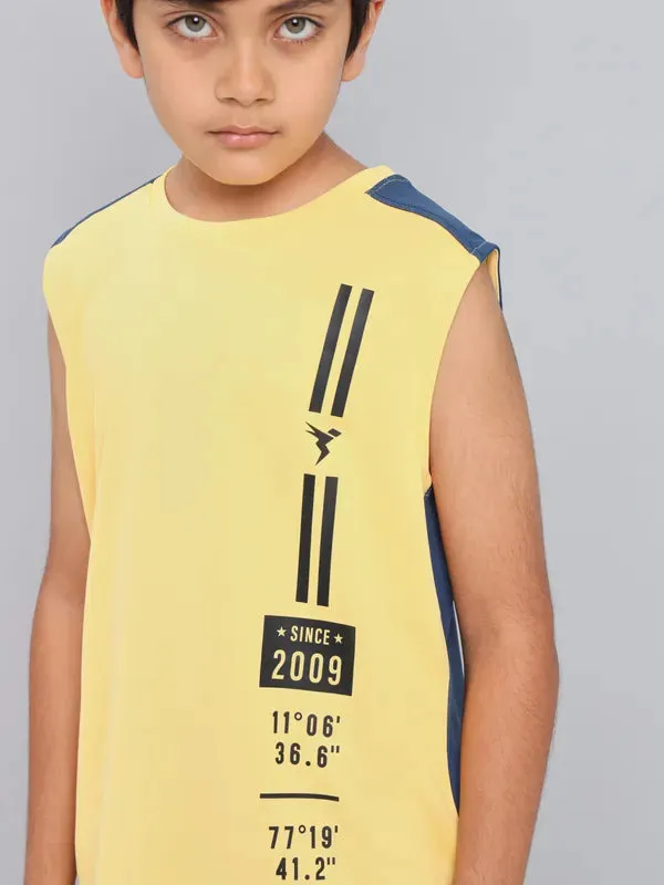 Boys Printed Slim Fit Crew Neck T-shirt with TECHNO GUARD