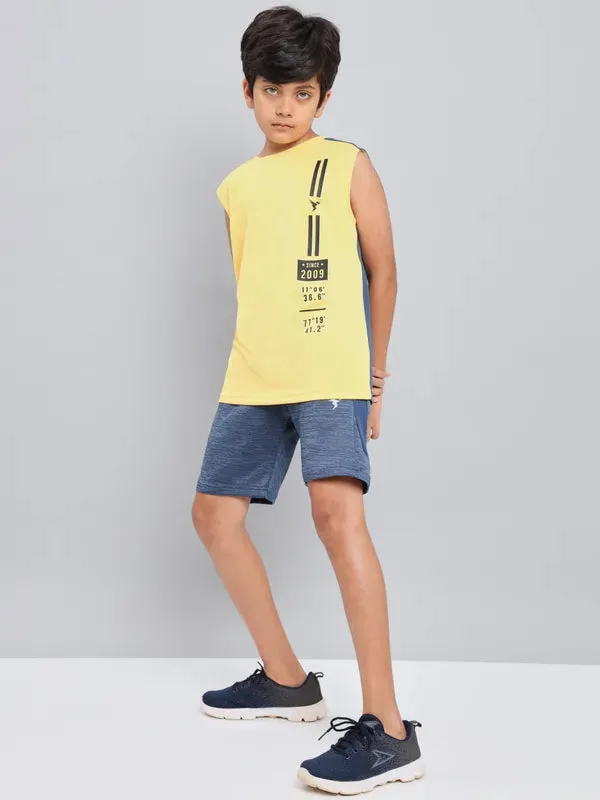 Boys Printed Slim Fit Crew Neck T-shirt with TECHNO GUARD