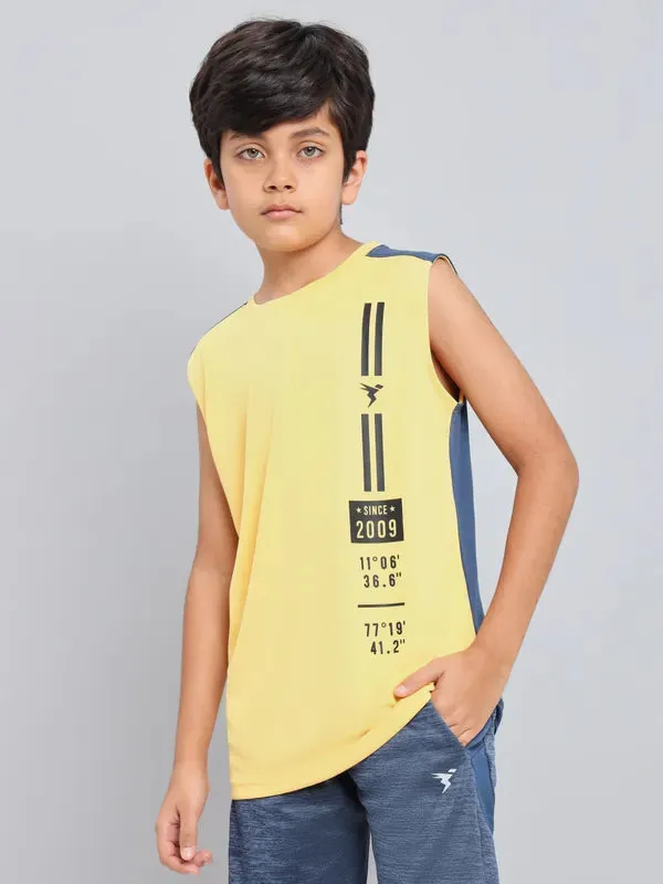 Boys Printed Slim Fit Crew Neck T-shirt with TECHNO GUARD