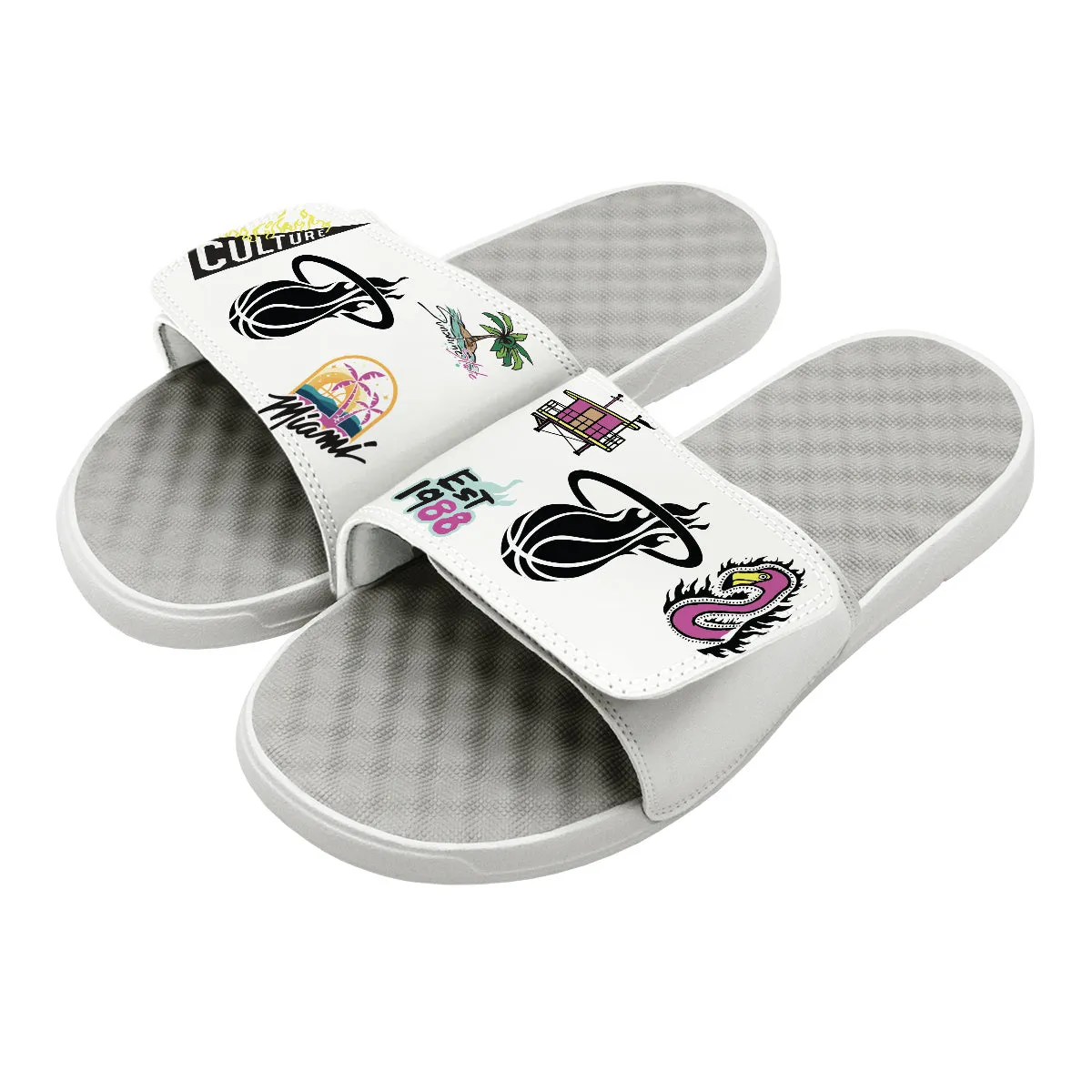 Islide Allover Patch White Sandals