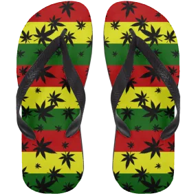 Jamacian Rasta Weed Leaf Flip Flops