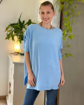 Longline Slouchy Jumper - Pale Blue