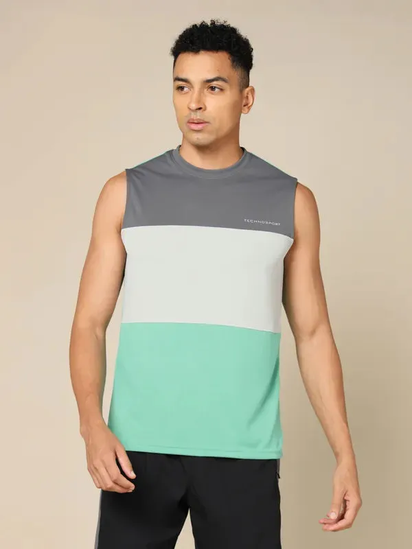 Men Colorblock Slim Fit Crew Neck Innerwear Vest with TECHNO COOL 