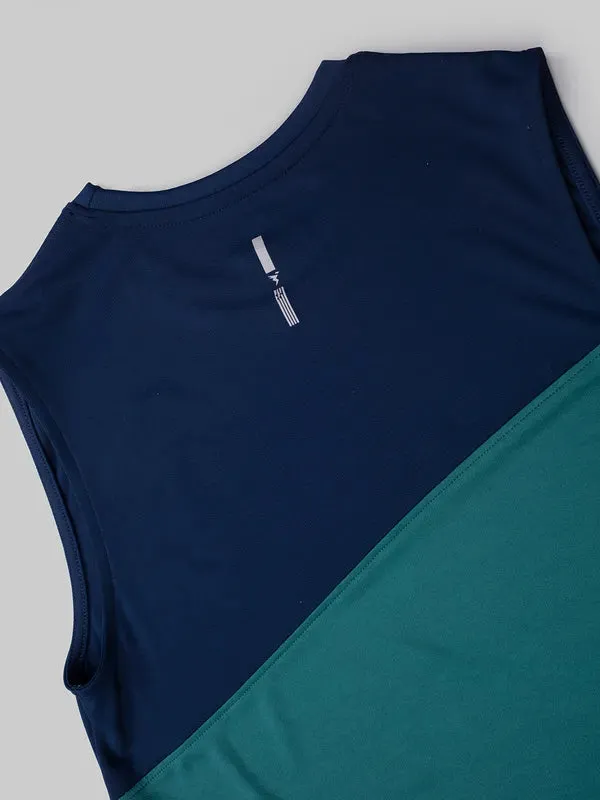 Men Colorblock Slim Fit Crew Neck Innerwear Vest with TECHNO COOL 