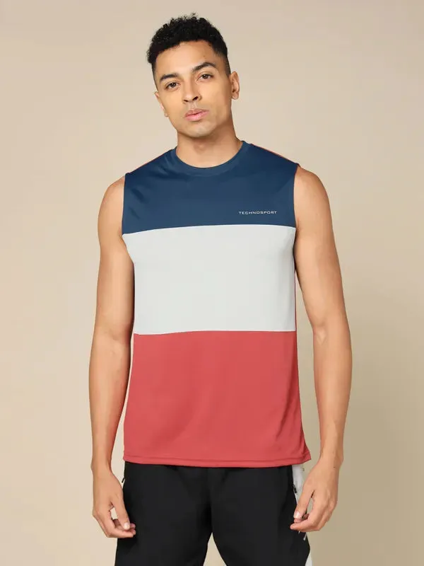 Men Colorblock Slim Fit Crew Neck Innerwear Vest with TECHNO COOL 