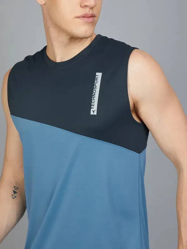 Men Colorblock Slim Fit Crew Neck Innerwear Vest with TECHNO COOL 