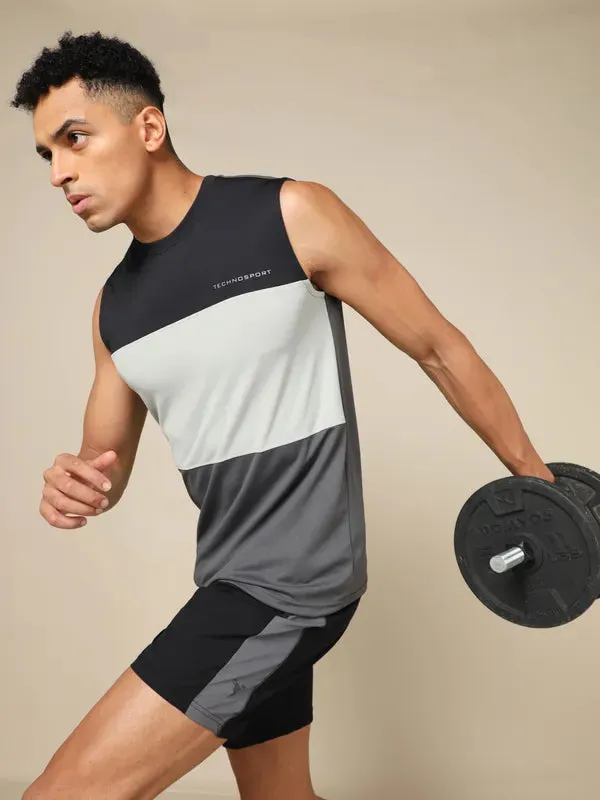 Men Colorblock Slim Fit Crew Neck Innerwear Vest with TECHNO COOL 