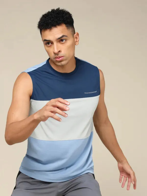 Men Colorblock Slim Fit Crew Neck Innerwear Vest with TECHNO COOL 