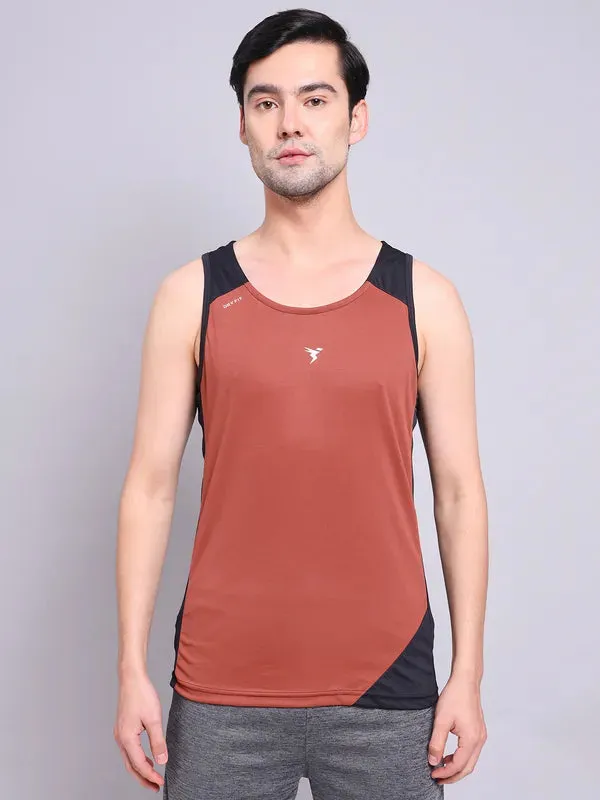 Men Colorblock Slim Fit Scoop Neck Innerwear Vest with TECHNO COOL 