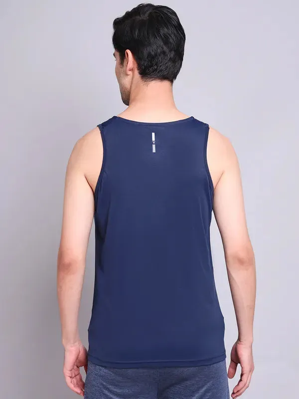 Men Colorblock Slim Fit Scoop Neck Innerwear Vest with TECHNO COOL 