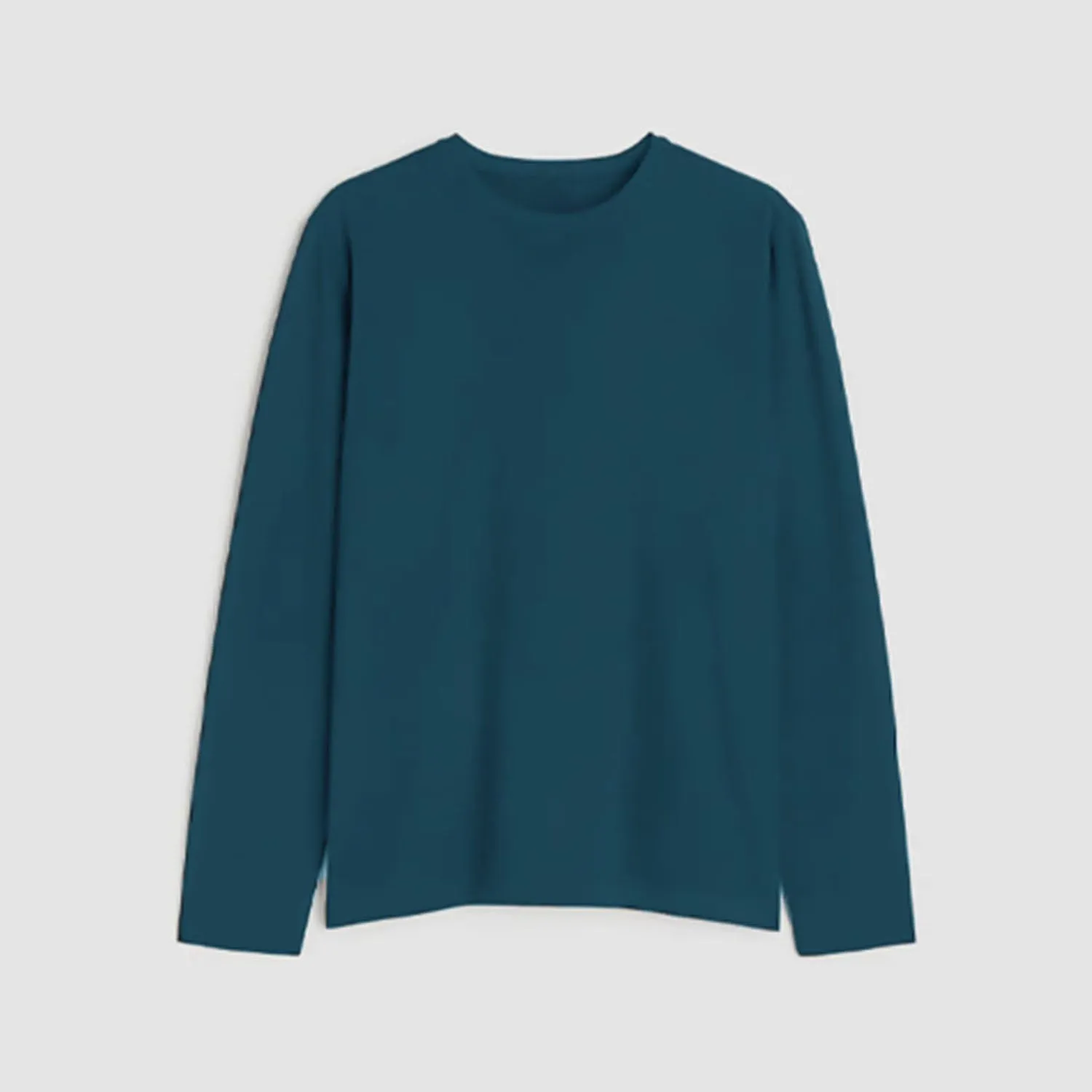 Men Soft Cotton Long Sleeve Teal T-Shirt