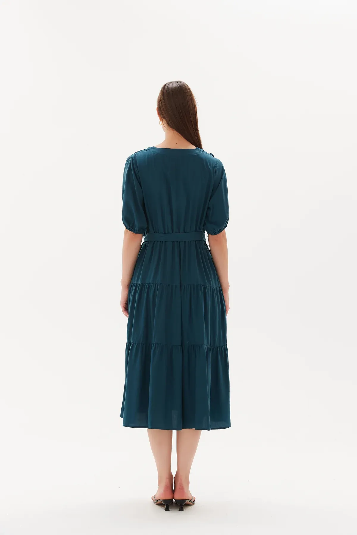 TIRELLI - Soft Tiered Dress - Soft Teal